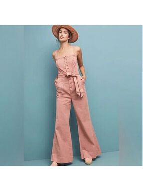 Anthropologie Pilcro & The Letterpress Blush Pink Wide-Leg Jumpsuit